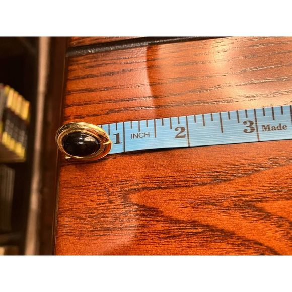 Black Oval Gold-Tone Earrings! - Picture 9 of 9